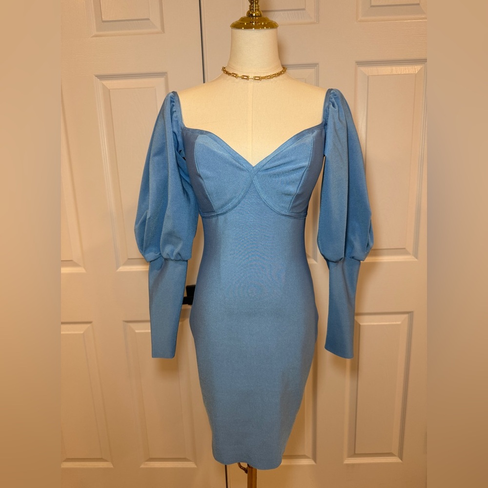 Missguided+ Blue Long Sleeve Dress